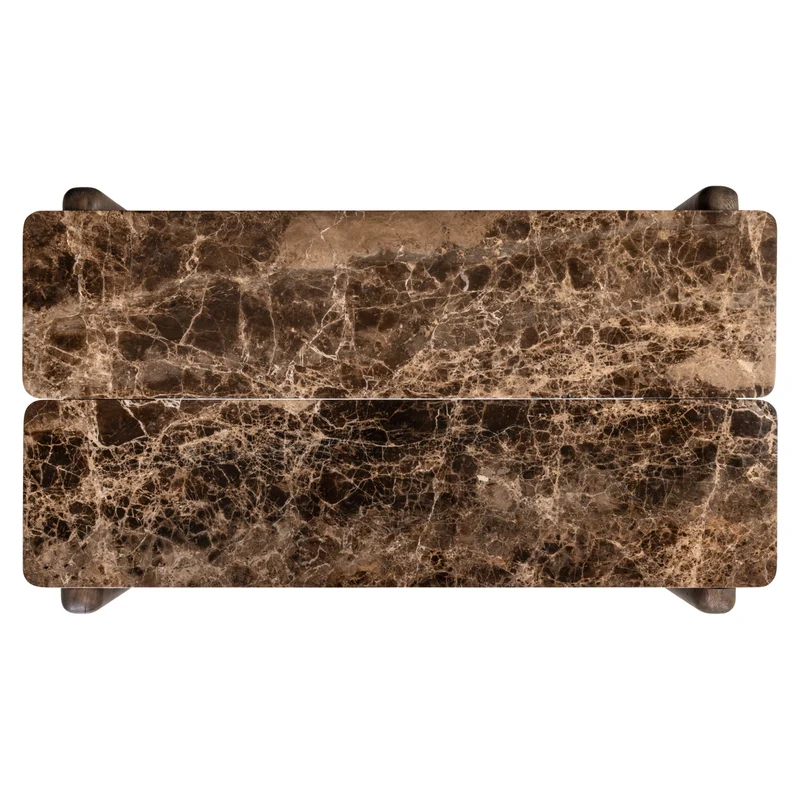 Couchtisch Lagrasse - Marmor Emperador & Eiche, 120x70 cm, dark brown