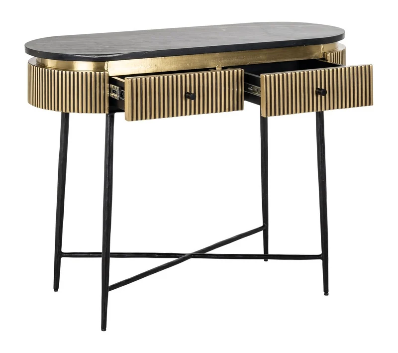 Sideboard Ironville Gold mit Marmorplatte – Eisen & Messing