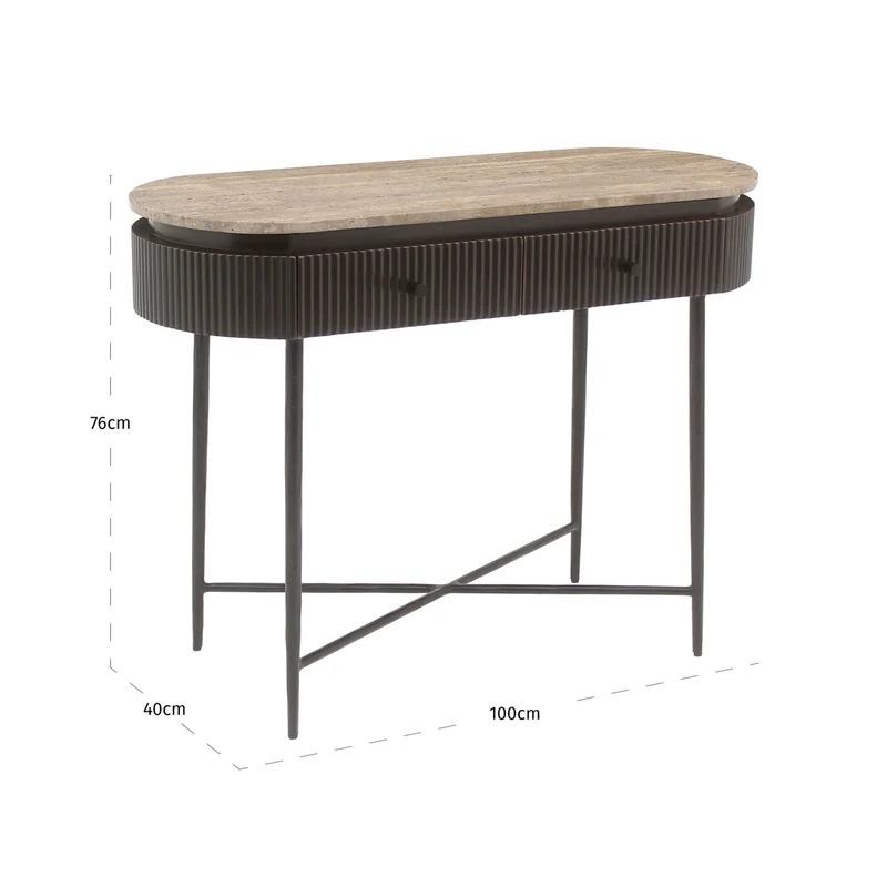 Richmond Konsole Russo Travertin Ash Brown – Konsolentisch für Flur