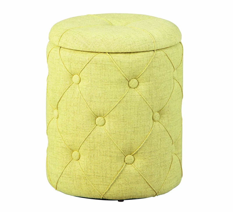 Hocker YAPAK Polsterhocker mit Stoffbezug in Grün und Knopfheftung