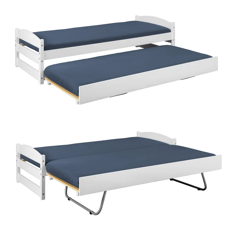 Ausziehbett Sofabett VINDAS 90 x 200 Kiefer Massivholz weiß