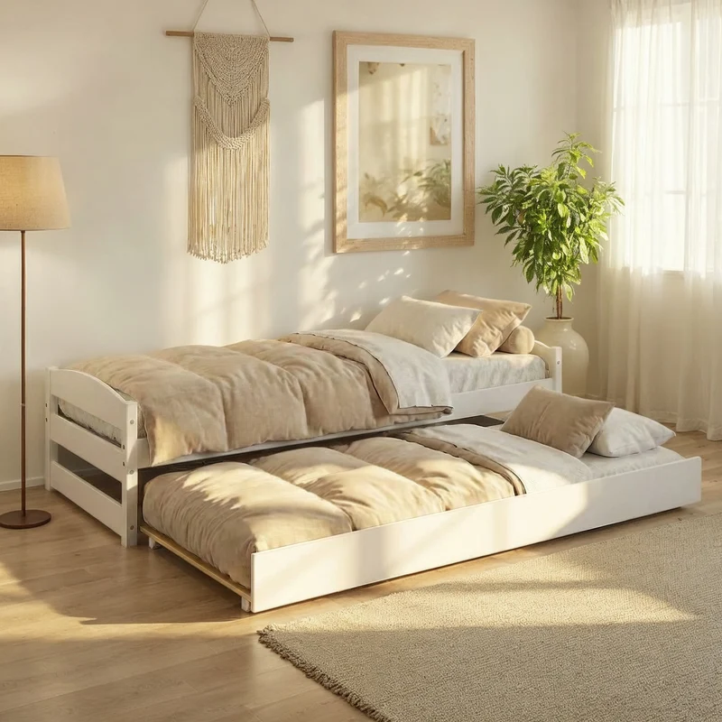 Ausziehbett Sofabett VINDAS 90 x 200 Kiefer Massivholz weiß