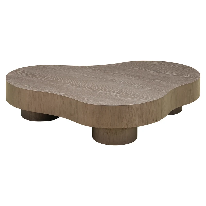Couchtisch Bogor 2er-Set bronze – organische Form, Eichenfurnier