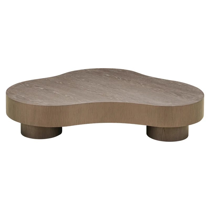 Couchtisch Bogor 2er-Set bronze – organische Form, Eichenfurnier