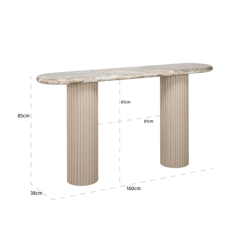 Richmond Konsole Coronel Blush Beige mit Marmor-Optik – 160 cm