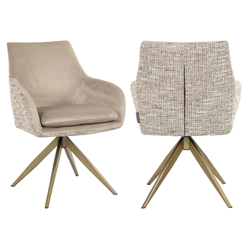 Esszimmerstuhl Lisonne Drehstuhl trendy nature mit goldenem Metallfuß
