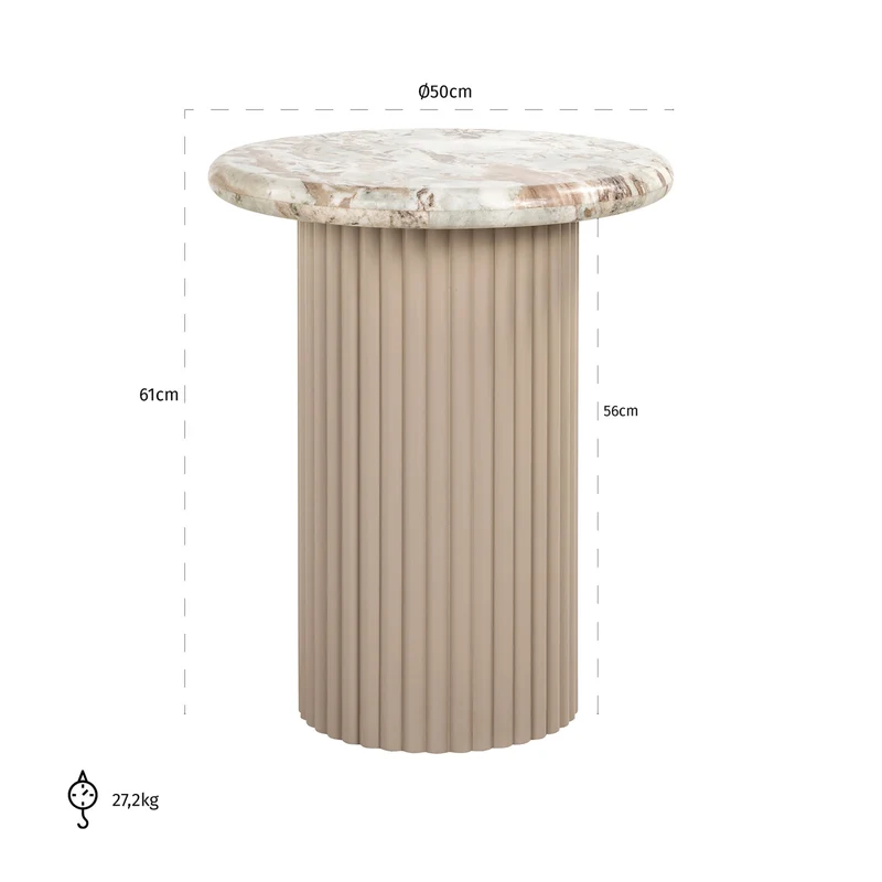 Beistelltisch Coronel in Blush Beige mit Toronto-Marmor – Richmond