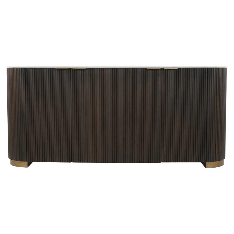 Sideboard Mayfield braun – Mangoholz, Marmor & Metall, 180 cm