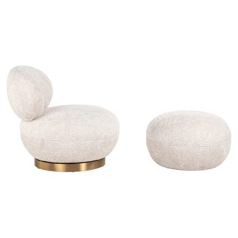 Lounge Stuhl Jace – Drehsessel in Cream mit Polyester-Bezug