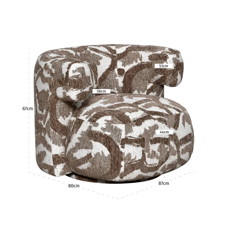Lounge Stuhl Talley brown nature mit Drehfunktion – skulptural