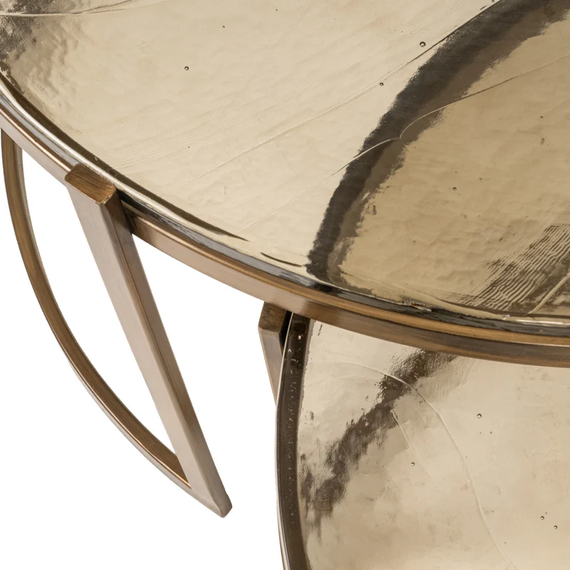 Couchtisch Cleo Gold im 2er-Set – Glasplatten & Eisengestell