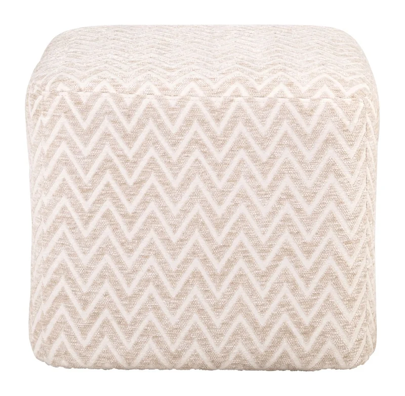 Richmond Hocker & Fußbank Ciela in Beige mit Chevronmuster, 51 cm