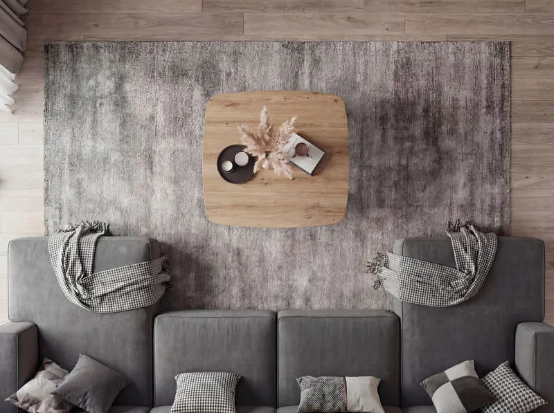 Couchtisch Quadratisch 75x75cm Eiche-Optik, Zickzack-Gestell Schwarz
