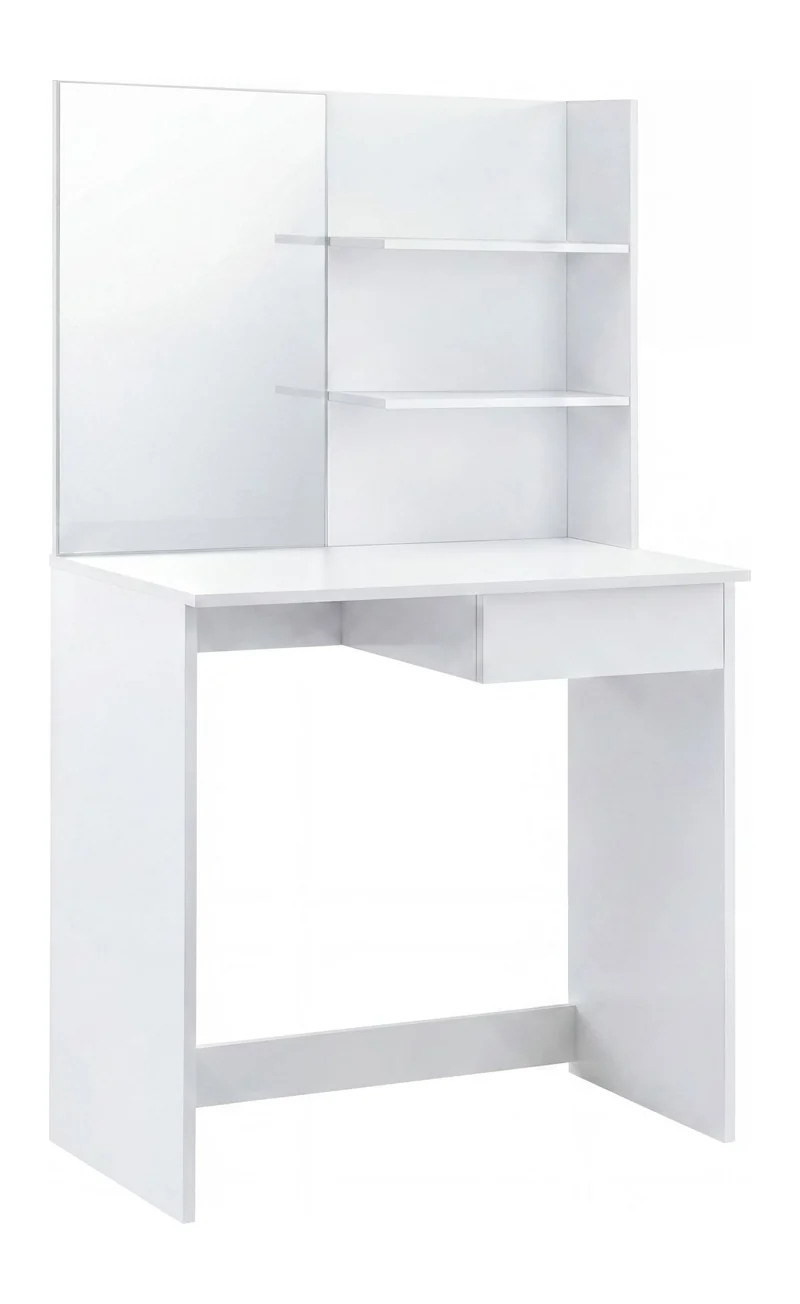 Schminktisch Wohnling 75 cm Weiß mit Spiegel, Regal und Schublade