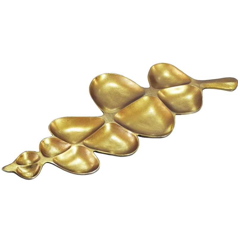 Dekoschale Gold in Blattform aus Aluminium – handgefertigte Tischdeko