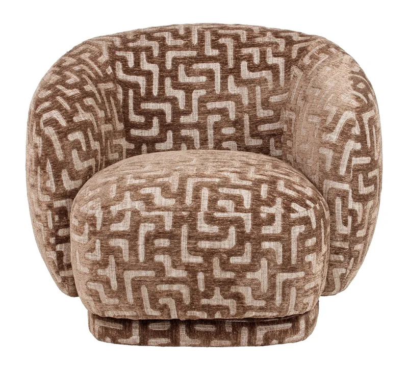 Lounge Stuhl Negreslo drehbar - Brown Labyrinth Muster, Richmond