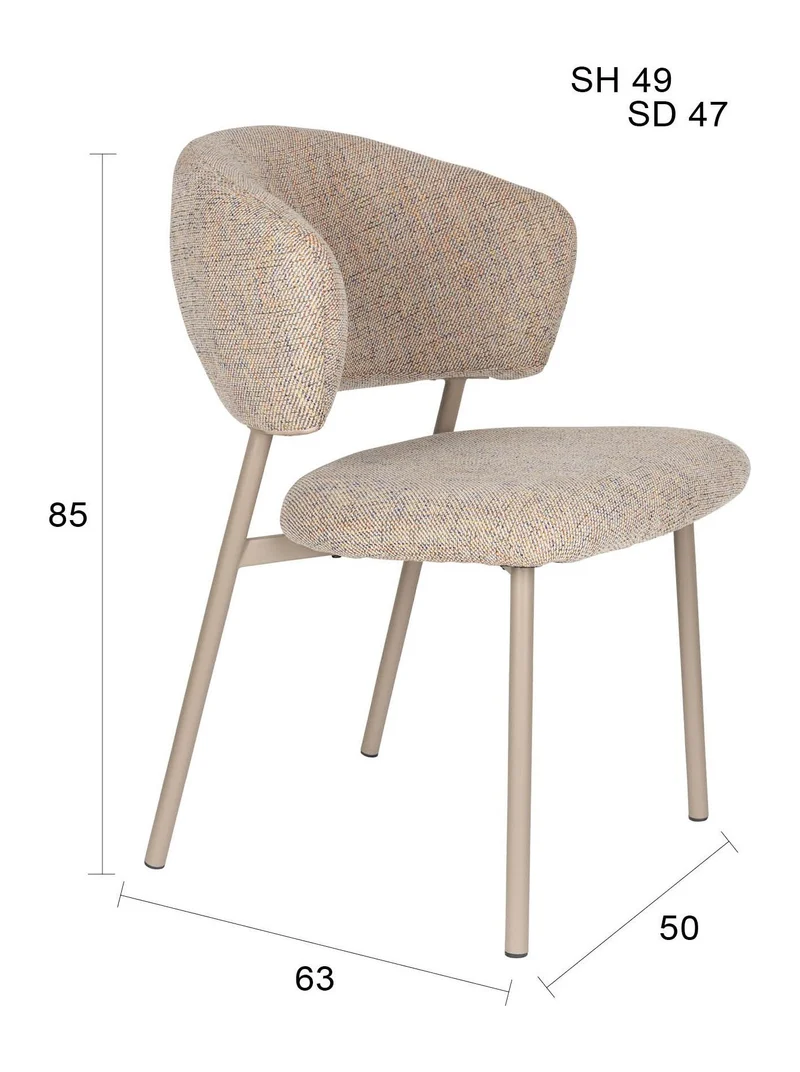 Esszimmerstuhl Jasmine im 2er-Set, Multicolour mit Metallgestell