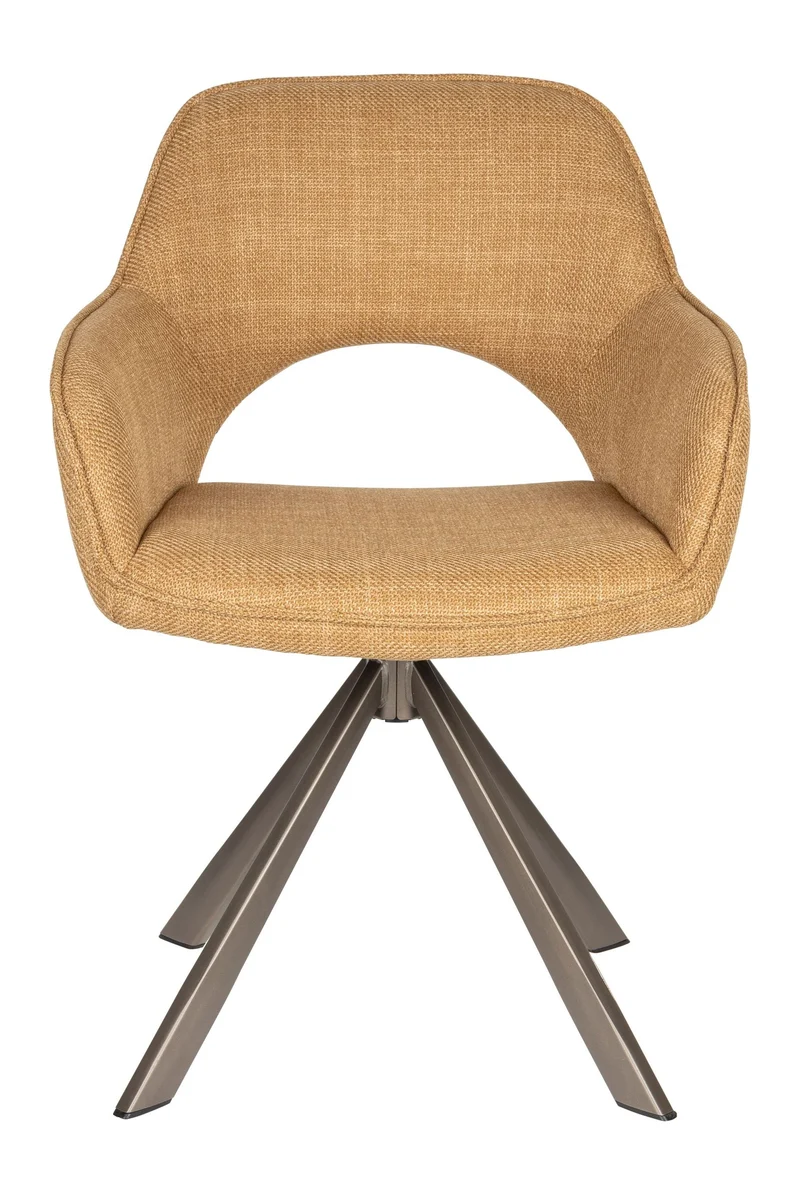 Esszimmerstuhl Toye im 2er-Set, Gelb mit drehbarem Sitz aus Polyester