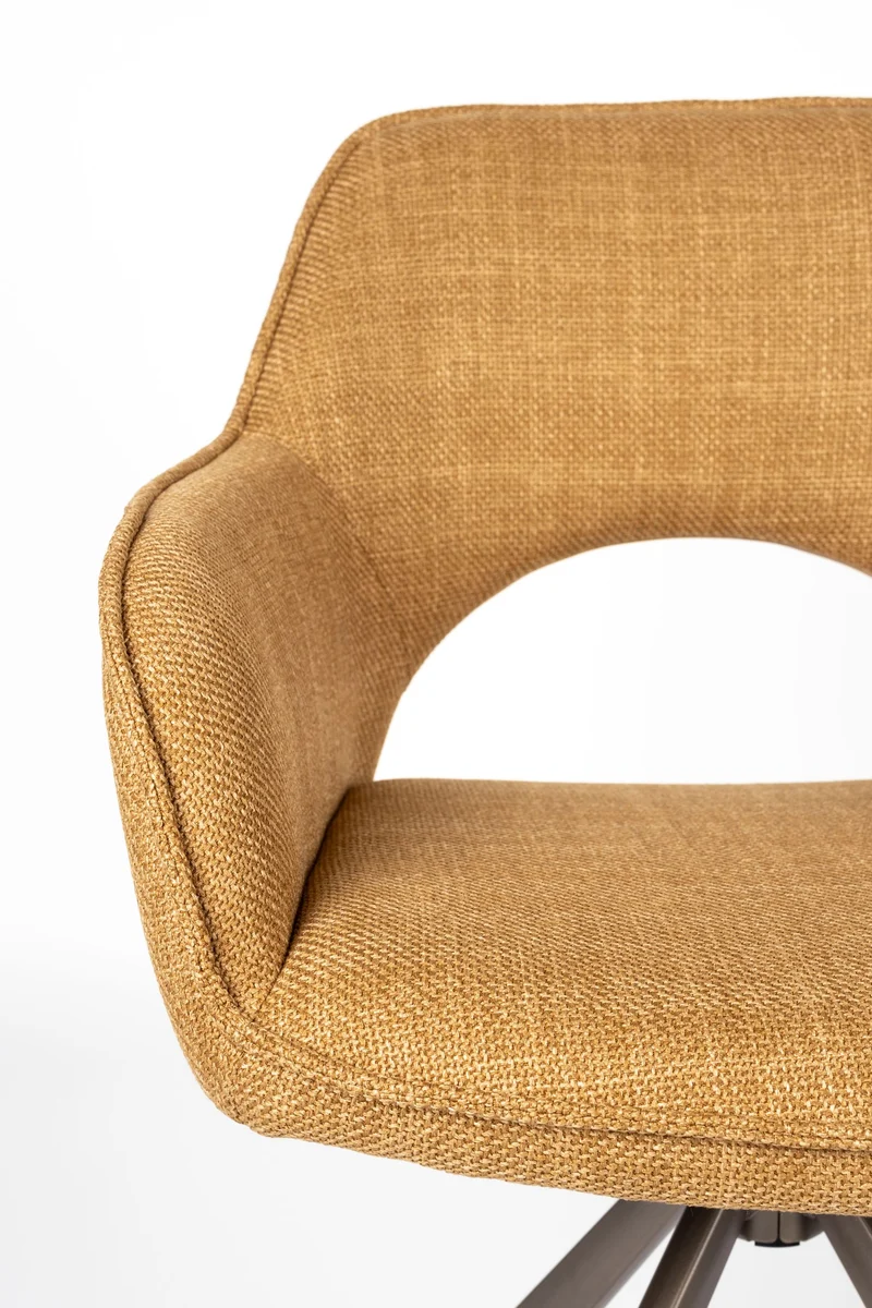 Esszimmerstuhl Toye im 2er-Set, Gelb mit drehbarem Sitz aus Polyester
