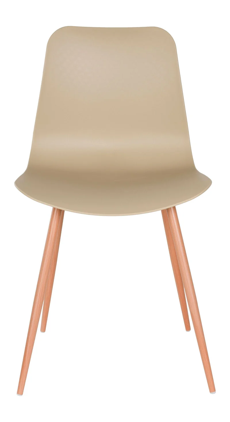 Esszimmerstuhl Leon im 2er-Set, Beige mit Gestell aus Stahl