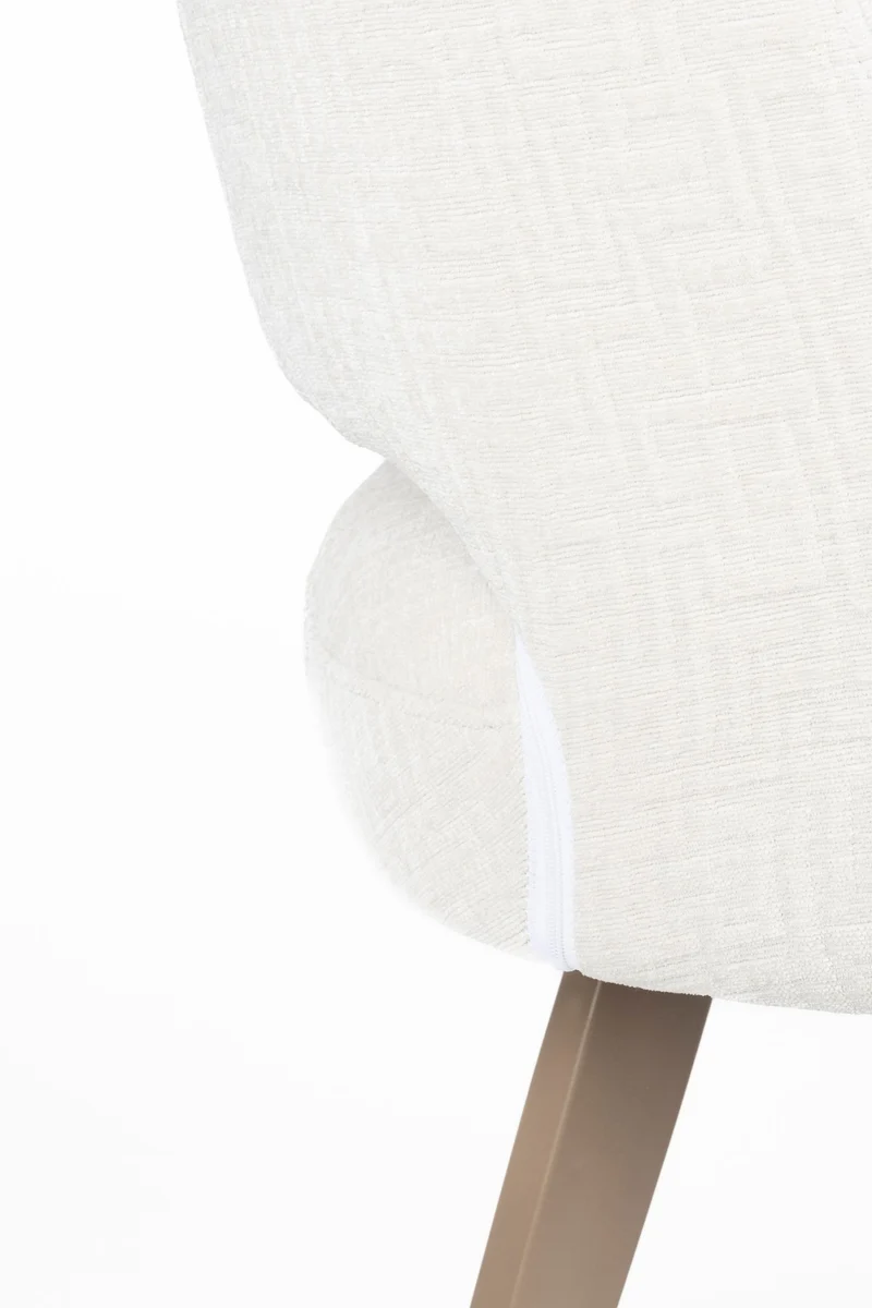 Esszimmerstuhl Yves im 2er-Set, Beige mit Gestell aus Eisen
