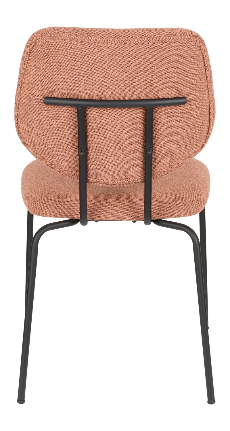 Esszimmerstuhl Zelo im 2er-Set, Pink mit schwarzem Metallgestell