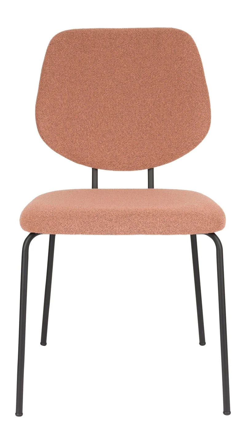 Esszimmerstuhl Zelo im 2er-Set, Pink mit schwarzem Metallgestell