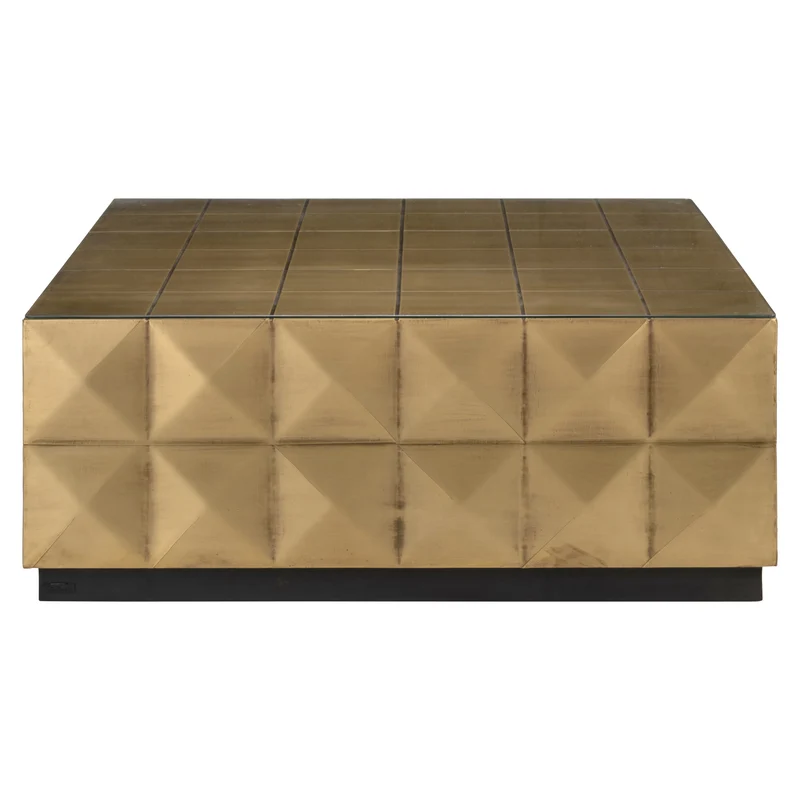 Couchtisch Collada Richmond Glasplatte Gestell Brushed Gold 90x90
