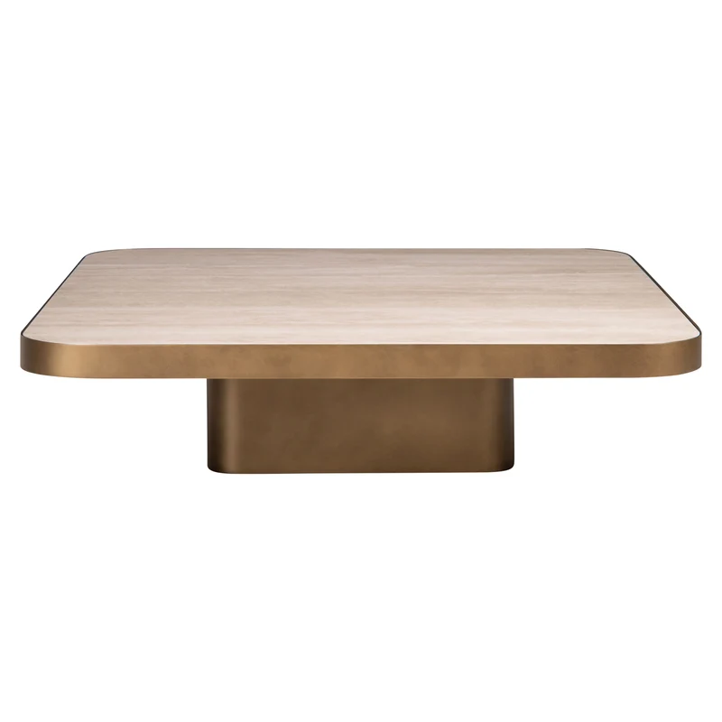 Couchtisch Claridge beige 100x100 cm - Glas, Eisen & Keramik