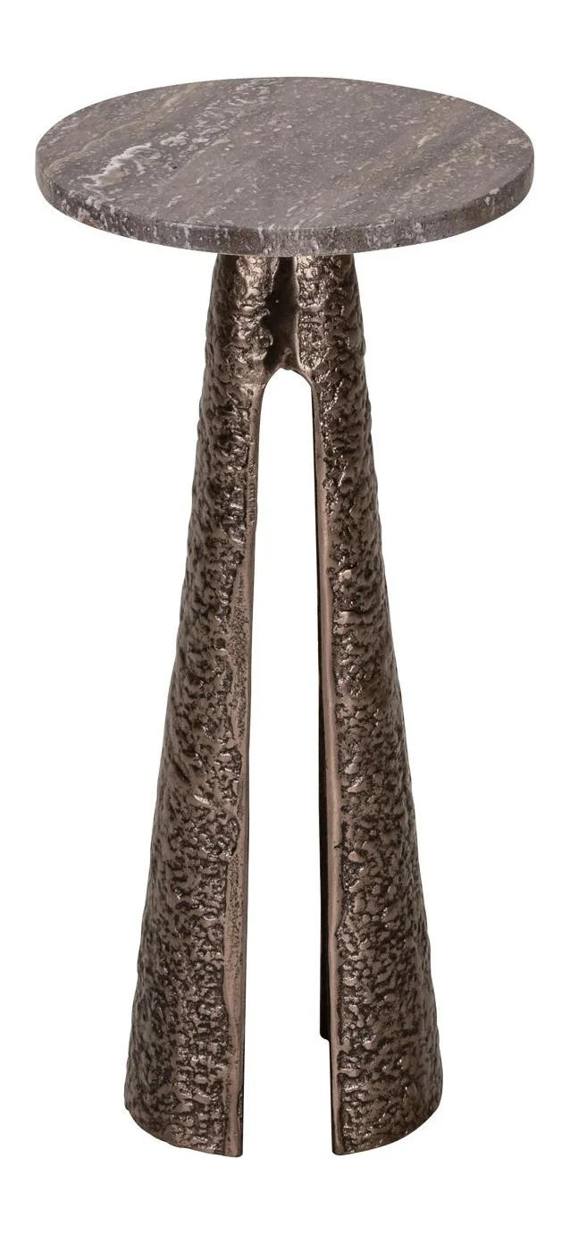 Richmond Beistelltisch Eldora Bronze 25 cm Ø – Aluminium & Travertin