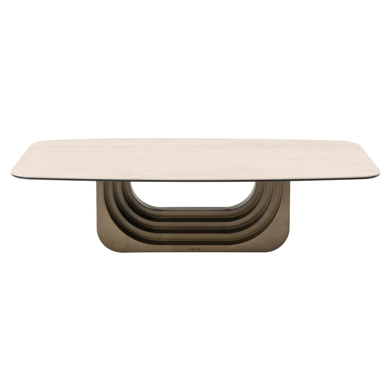 Couchtisch Maxfield beige mit wendbarer Platte aus Glas und Keramik