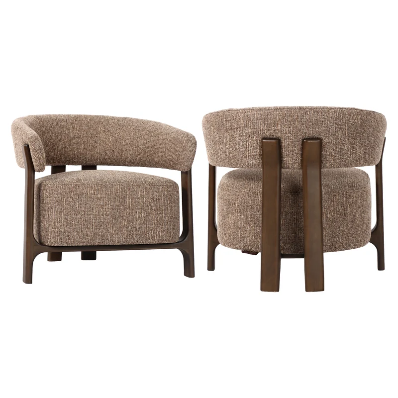 Richmond Lounge Stuhl Dalara Brown Tweed mit Buchenholz-Gestell