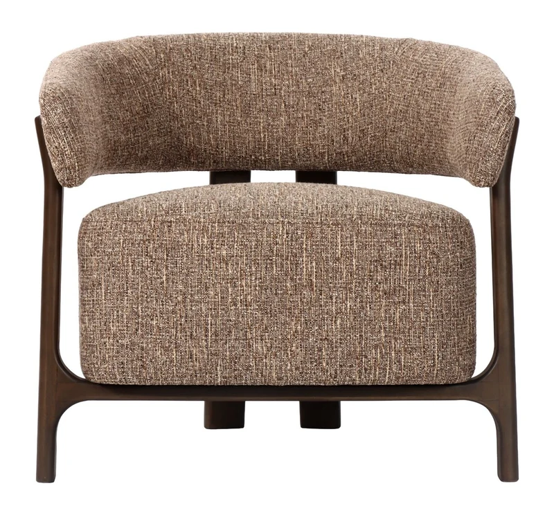 Richmond Lounge Stuhl Dalara Brown Tweed mit Buchenholz-Gestell