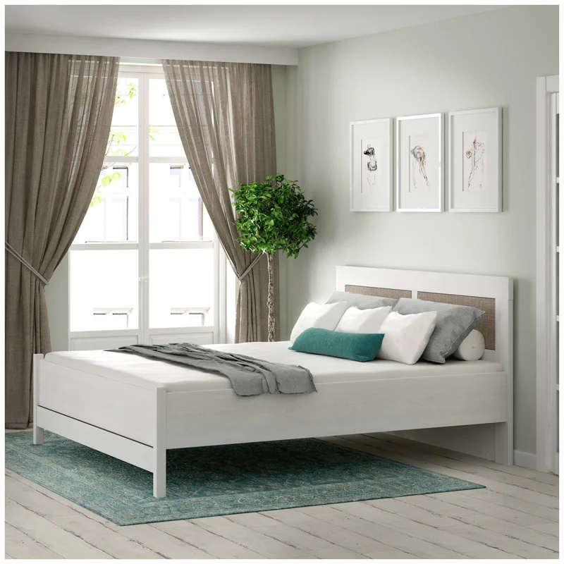 Doppelbett MOONDUST 180 x 200 cm Schneeeiche / Geflechtoptik, Forte