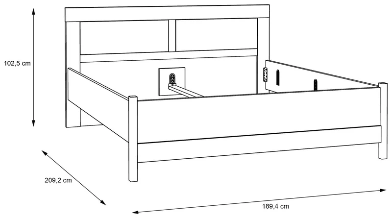 Doppelbett MOONDUST 180 x 200 cm Schneeeiche / Geflechtoptik, Forte