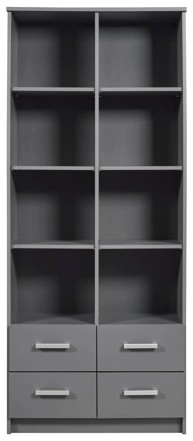 Regal Bücherregal ELENZIO Graphit Grau mit 4 Schubladen