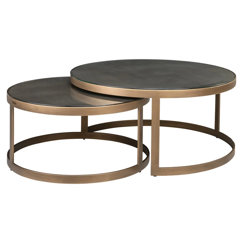 Couchtisch Bloomville im 2er-Set, Shagreen-Optik mit Glasplatten