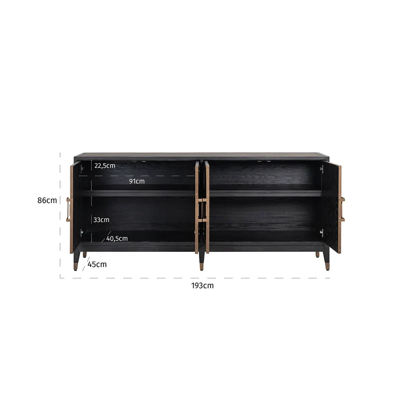 Sideboard Bloomville Brass Shagreen – Art-Deco-Design mit Soft-Close