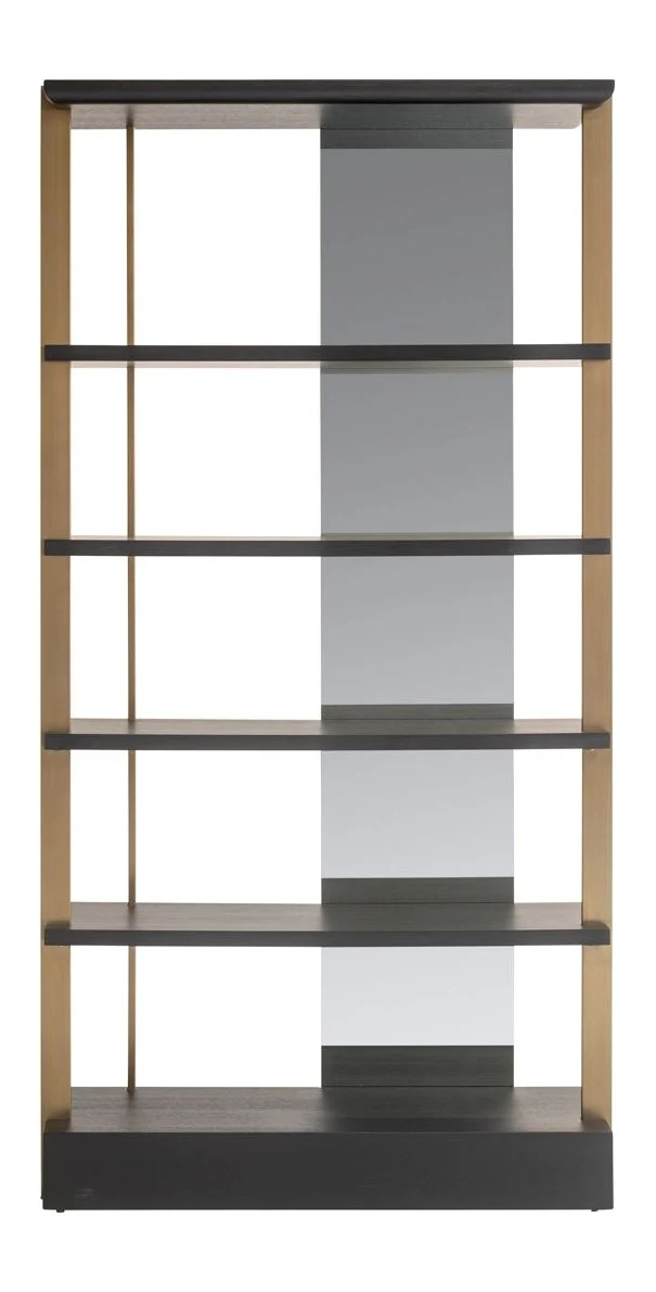 Vitrine Alexander Jones charcoal mit Spiegelrückwand und Goldakzenten