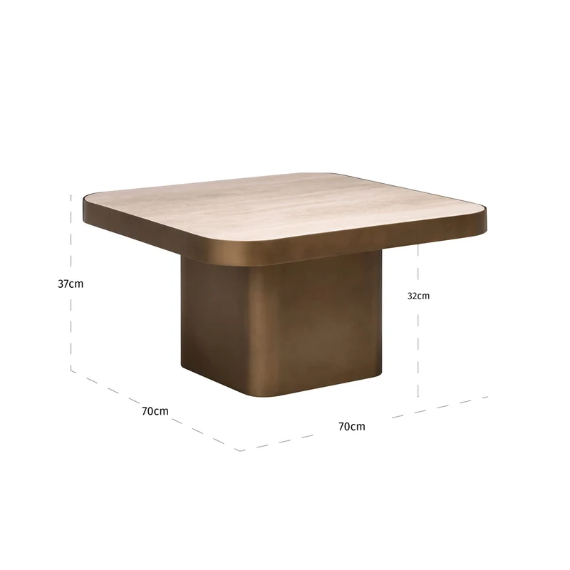 Richmond Couchtisch Claridge beige 70x70 cm, Keramik & Glas