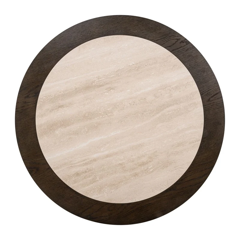 Couchtisch Nando 100x100 cm – Eichenfurnier & Keramik-Travertin