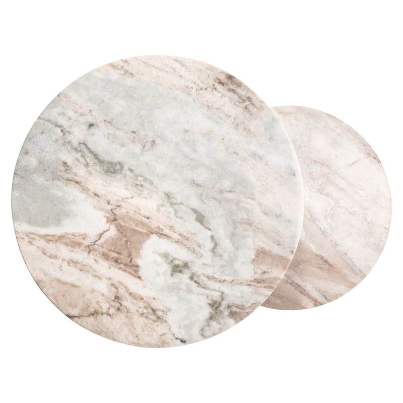 Beistelltisch Bottega Blush Beige im 2er-Set – Marmor & Metall
