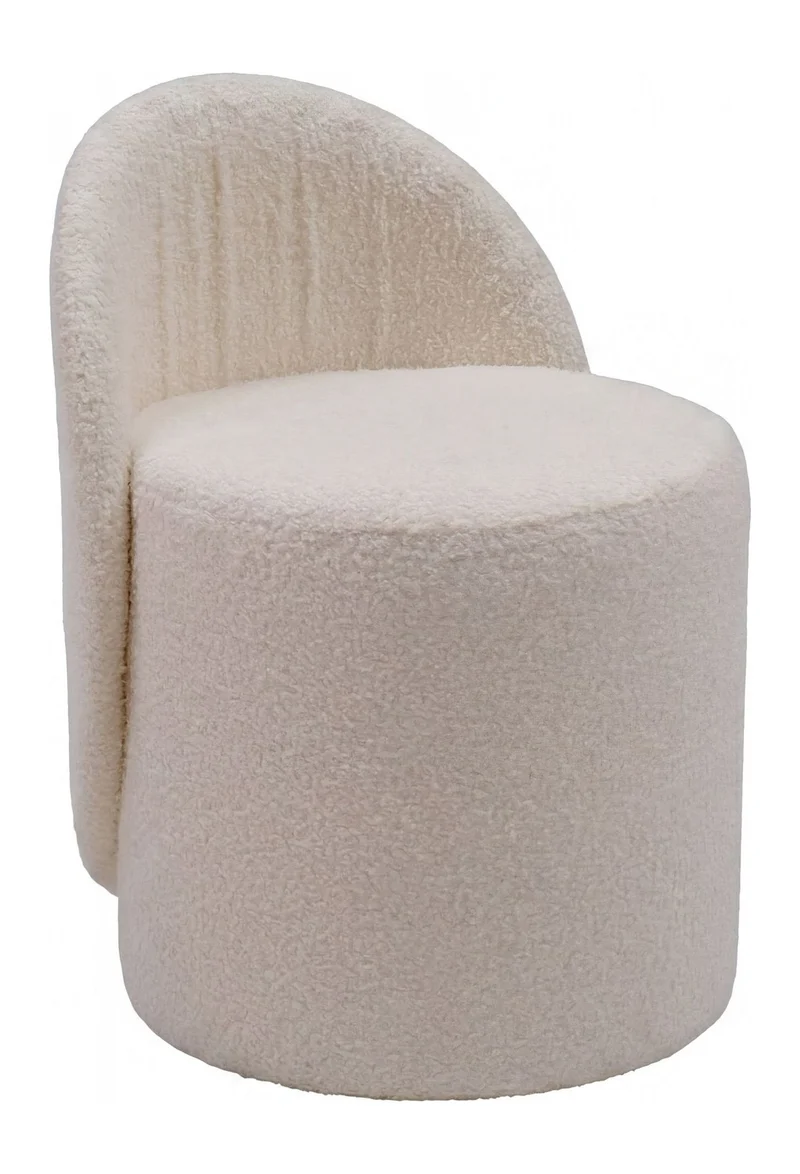 Sitzhocker Teddy Creme mit Rückenlehne, Polsterhocker Wohnling