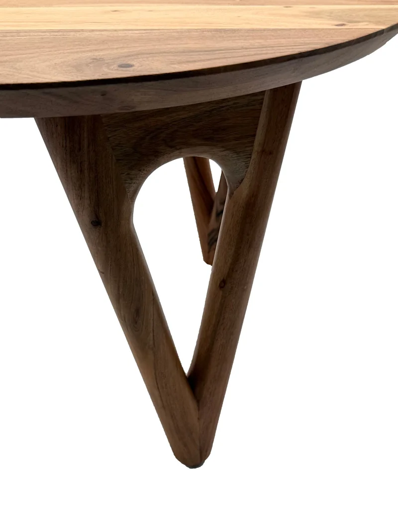 Couchtisch Rund Akazie Massivholz, Wohnzimmertisch 60 cm Landhausstil