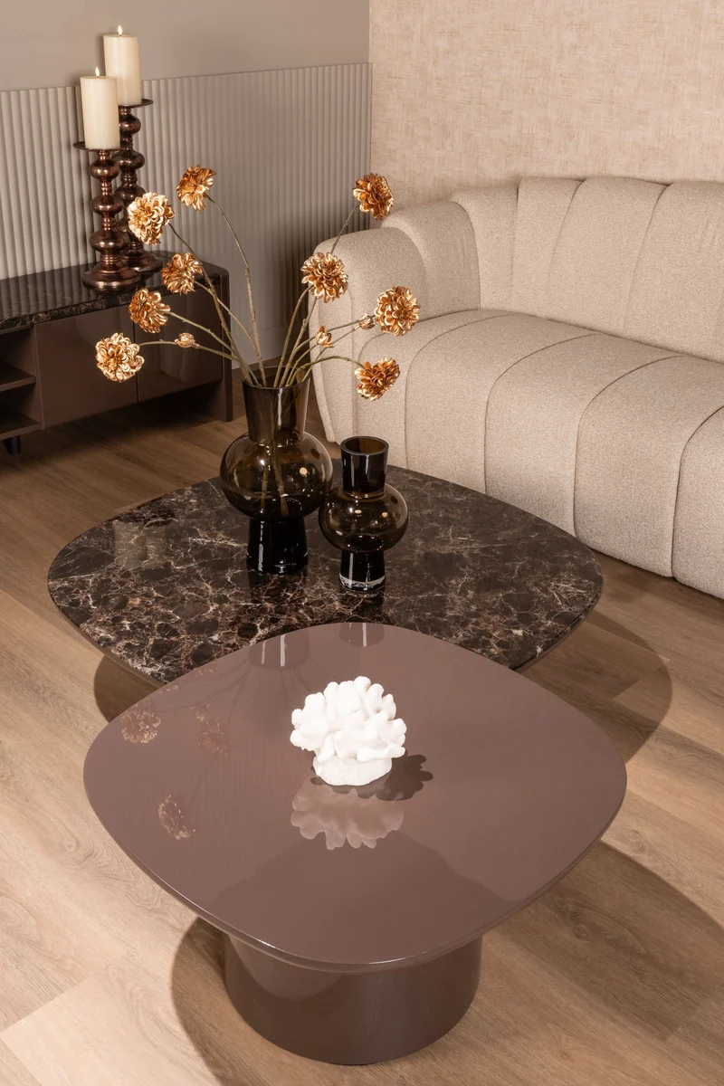 Couchtisch Almundi rund, chocolate brown, Marmor-Optik 100cm