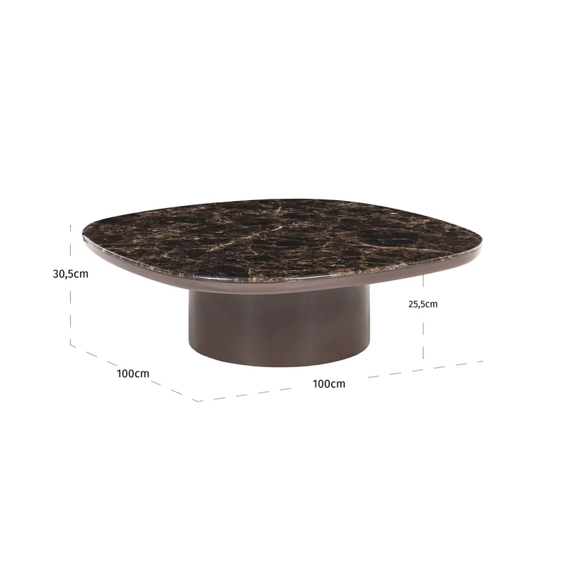 Couchtisch Almundi rund, chocolate brown, Marmor-Optik 100cm