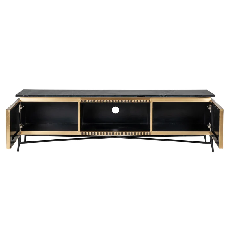 TV-Schrank Ironville gold – Mid-Century Design mit Marmorplatte
