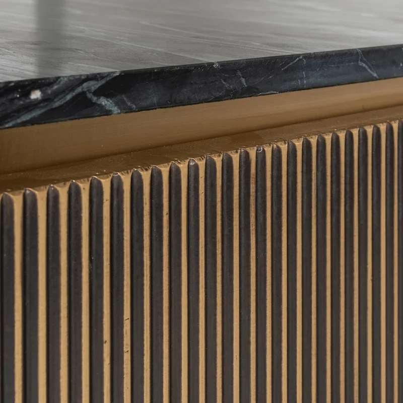 TV-Schrank Ironville gold – Mid-Century Design mit Marmorplatte