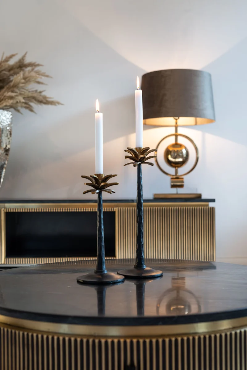 TV-Schrank Ironville gold – Mid-Century Design mit Marmorplatte