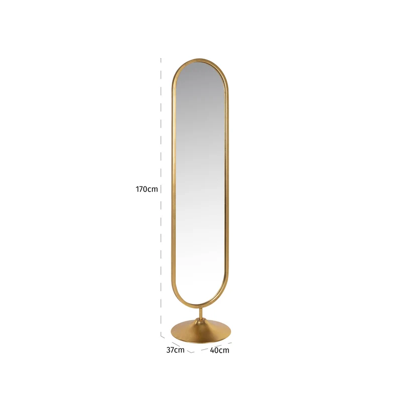 Standspiegel Moya gold, 170 cm – schlankes Gestell fürs Schlafzimmer